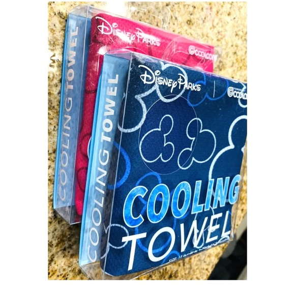 Disney Parks Mickey Mouse Cooling Towel SET OF 2 Pink and Blue 15" x 36" NWT - Picture 7 of 7